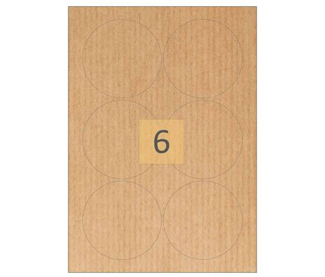 6 Round Brown Kraft Paper Labels Uk