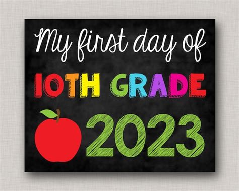 First Day Of Tenth Grade Signfirst Day Of 10th Grade Signfirst Day Of School Signfirst Day Of