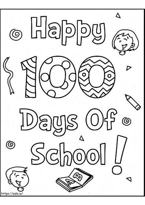 100 Días De Escuela Imprimible Para Colorear