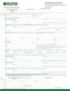 Fillable Online Srinvestments Co Common Application Form For Lumpsum