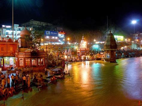 Har ki pauri ghat at night where the reflection looks like a dream ...