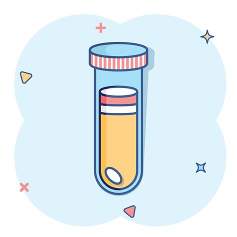 Blood in test tube icon in comic style. Laboratory flask cartoon vector