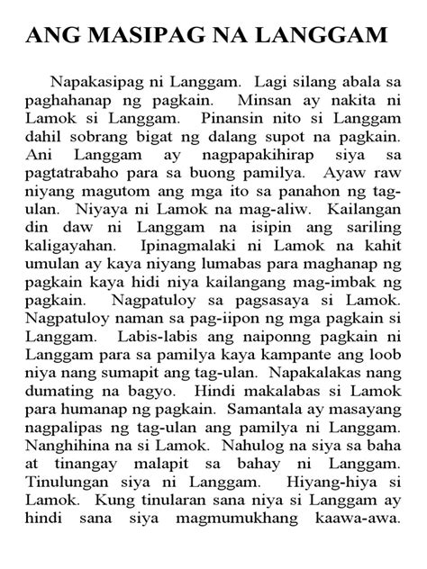 Ang Masipag Na Langgam Pdf