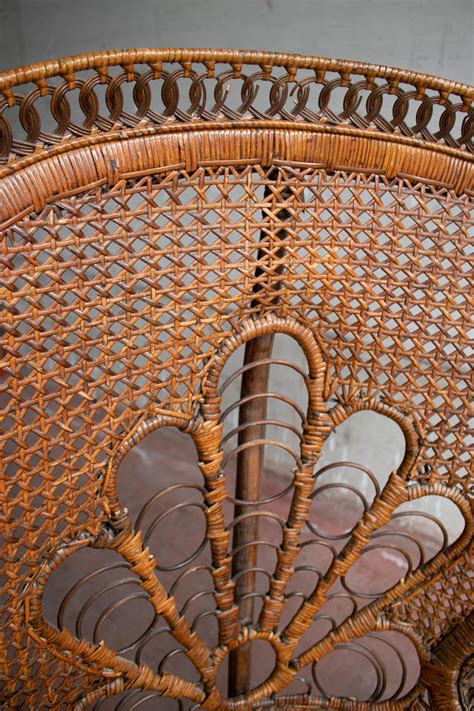 1970s Large Vintage Bohemian Emmanuelle Peacock Wicker Chair At 1stdibs