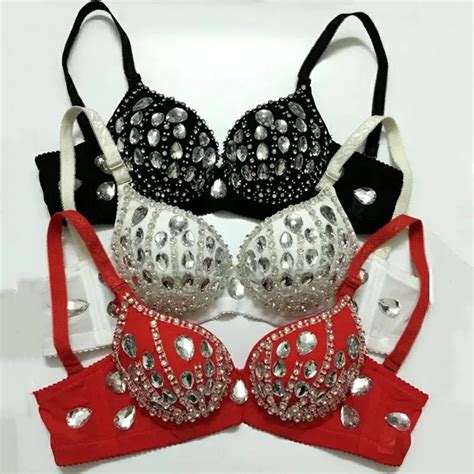 Women Belly Dance Rhinestones Bra Sexy Stage Performance Beaded Bikini