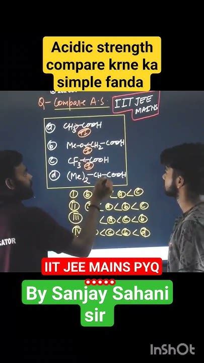 Acidic Strength Pyq Iit Jee Mains Solved By Sanjay Sahani Sir