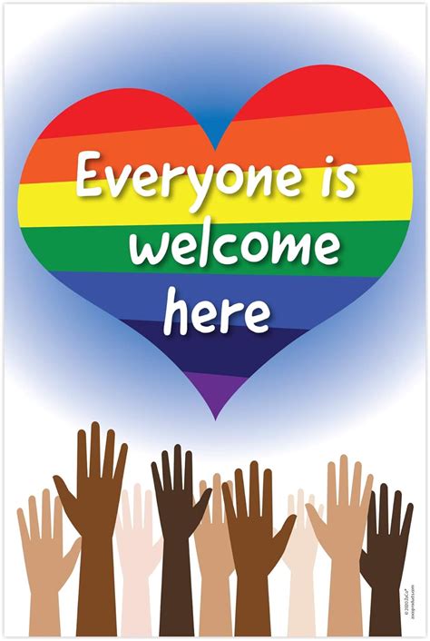 Zoco Welcome Here Poster Laminated Pride Month Decorations For