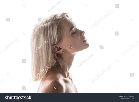 Profile Attractive Nude Confident Woman Closed Stock Photo