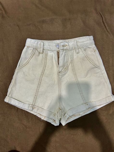 Hard Denim Nude Shorts Women S Fashion Bottoms Shorts On Carousell