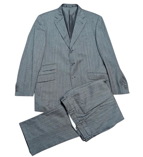Trajes De Diseñador Traje Vintage De Lana De Raya Diplomática Gris