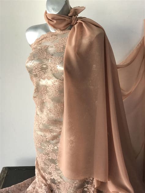 Nude Flesh Color Lace Fabric Corded Lace Alencon Scallop Edging Mother Of Bride Lace Floral