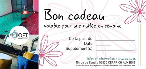 bon cadeau nuitee en semaine loft concept