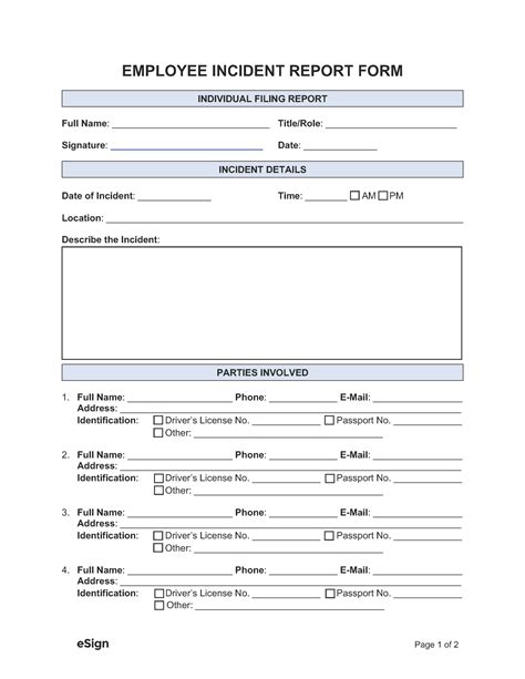 Free Employee Incident Report Template | PDF | Word