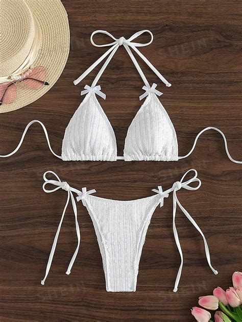 SHEIN Swim Summer Beach Solid Color Two Pieces Bikini Set For Sale Australia New Collection