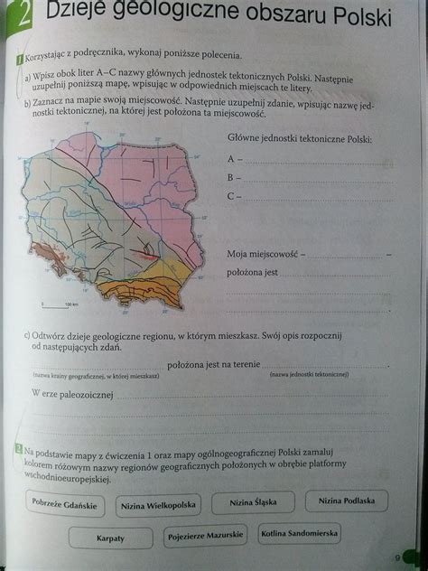 Dzieje geologiczne obszaru Polski Ćwiczenia str 9 10 zad 1 2 5 6