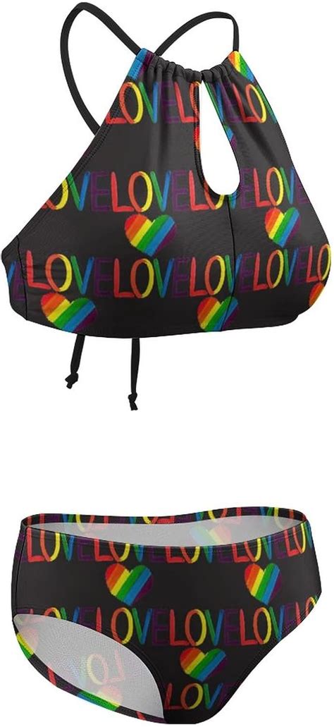 BAIKUTOUAN LGBT Traje de baño de bikini con cuello alto halter y