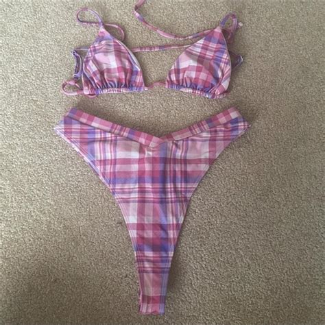 Price Reduction Tiger Mist Plaid Bikini Set Wore Depop