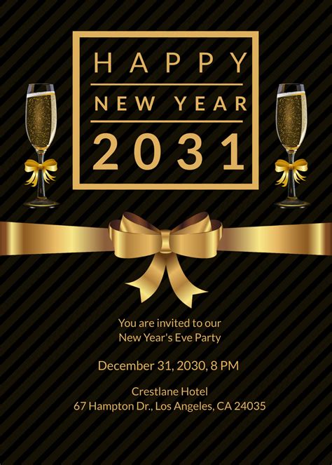 Free New Year Party Invitation - Edit Online & Download | Template.net
