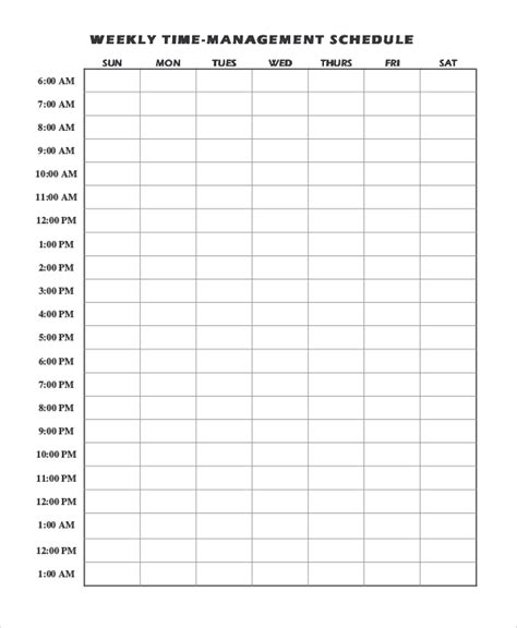 Printable Weekly Time Management Template - Printable Templates