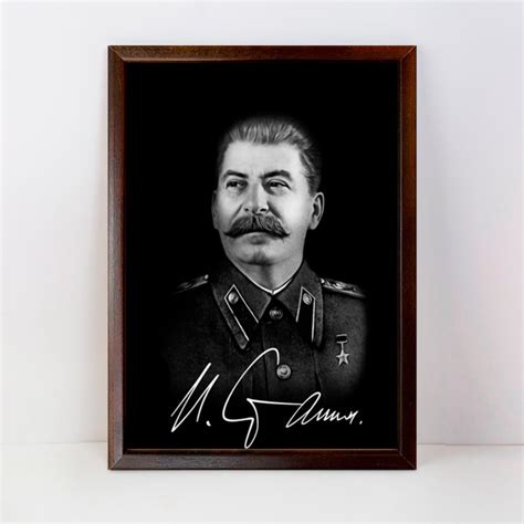 Портрет Сталина И.В. на холсте в рамке под дерево / А-2 (40x50 см ...