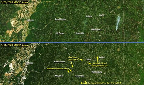 Satellite Imagery Shows Long Paths Where Tornadoes Scoured Mississippi Earlier This Year