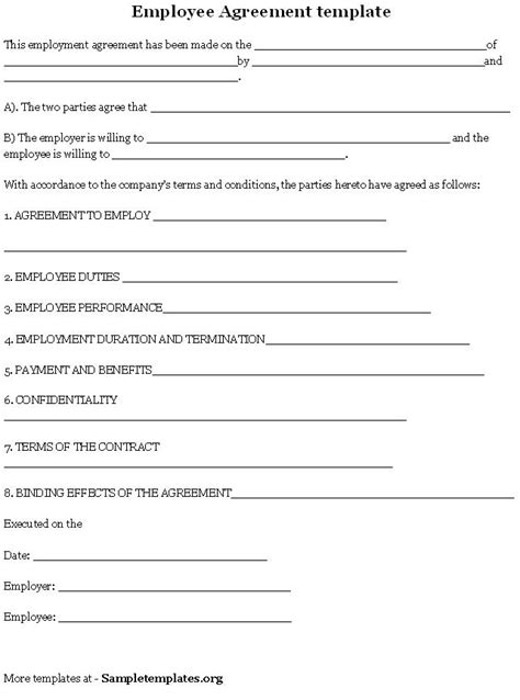 employee contract  printable documents