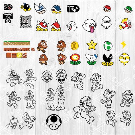 Mario Luigi Bundle Svg Mario Characters Svg Super Mario Svg Mario The