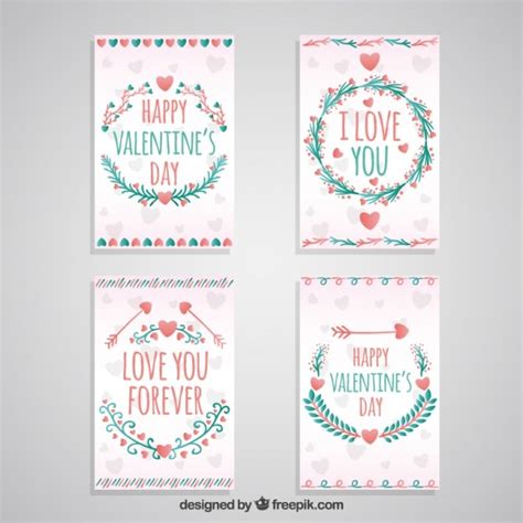 Free Vector Hand Drawn Floral Valentines Cards