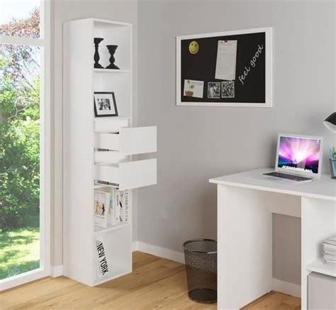 Полка для книг с висувними ящиками Forte Alice 1710x362x299 Білий ...