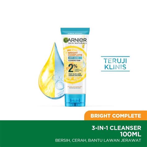 Jual Garnier Bright Complete In Anti Acne Facial Wash Shopee