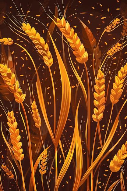 A painting of wheat ears with the wheat in the background | Premium AI-generated image