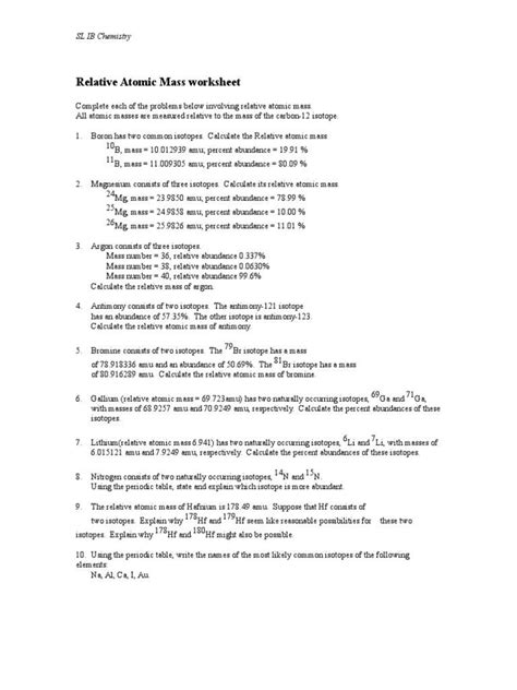 Average Atomic Mass Questions And Answers Solved Average Ato