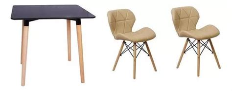 Kit Mesa Jantar Eiffel X Preta Cadeiras Slim Cor Nude