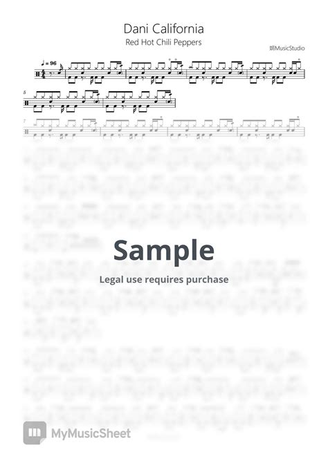 Red Hot Chili Peppers Dani California Sheets By