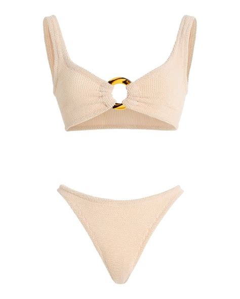 Hunza G Julia Low Waisted Seersucker Bikini Set In White Lyst UK