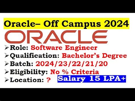 Oracle Is Hiring 2024 23 22 21 20 Batch Required Skills Location