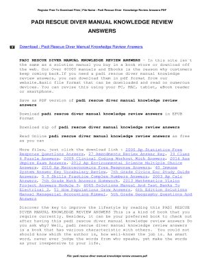 Padi Rescue Diver Knowledge Review Answers - Fill Online, Printable ...