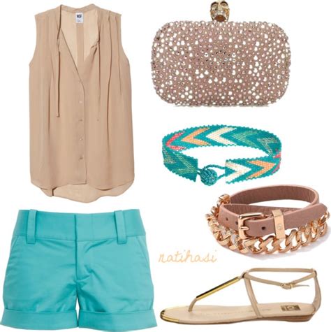 Summer Turquoise And Nude Outfit By Natihasi Liked On Polyvore