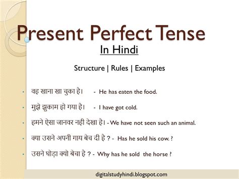 Present Perfect Tense Negative Sentences Examples In Hindi