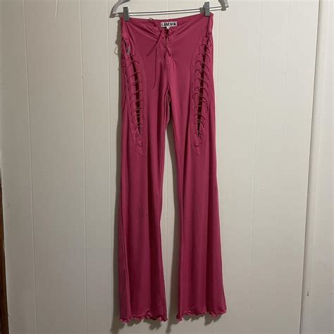 I Am Gia Hot Pink Lace Up Pants Serving Maddy From Depop