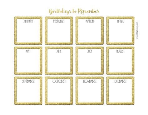 Free birthday calendar