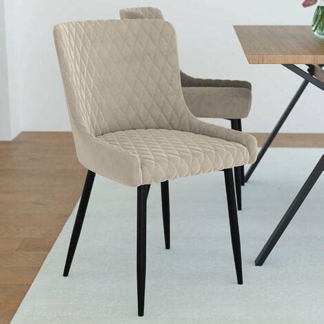 Solange Lot De Chaises Capitonn Es En Velours Beige