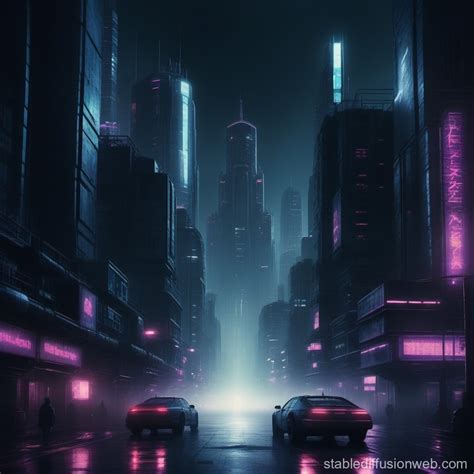 Moody Cyberpunk Cityscape Night | Stable Diffusion Online