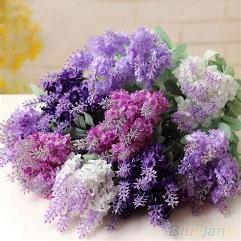 10 Heads Artificial Lavender Silk Flower Bouquet Wedding Home Party