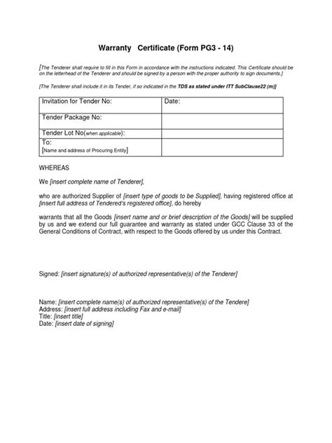 Warranty Certificate Pdf