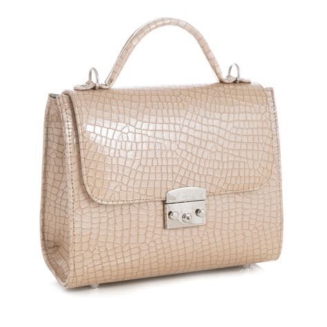 Poseta Anca Din Piele Lacuita Croco Nude