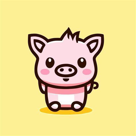 Porco Desenho Kawaii - ilustração de porco fofo porco kawaii chibi estilo de desenho vetorial ...
