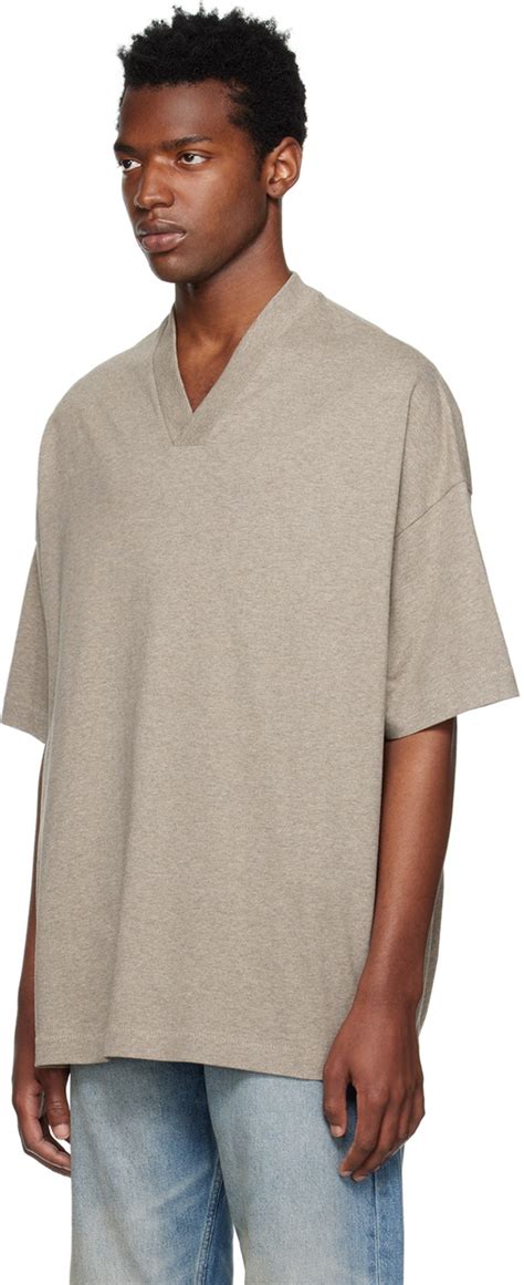 Fear Of God Essentials Gray V Neck T Shirt Fear Of God Essentials