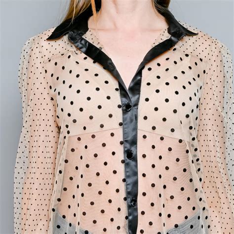 Intimissimi Nude Color Sheer Tulle Shirt With Black Depop