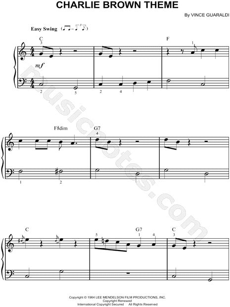 Charlie Brown Theme From Charlie Brown Sheet Music Easy Piano